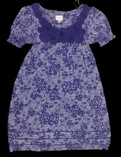 ECI Vintage Purple Floral Fit & Flare Dress Womens 8 Sheer Layer Coquette Boho