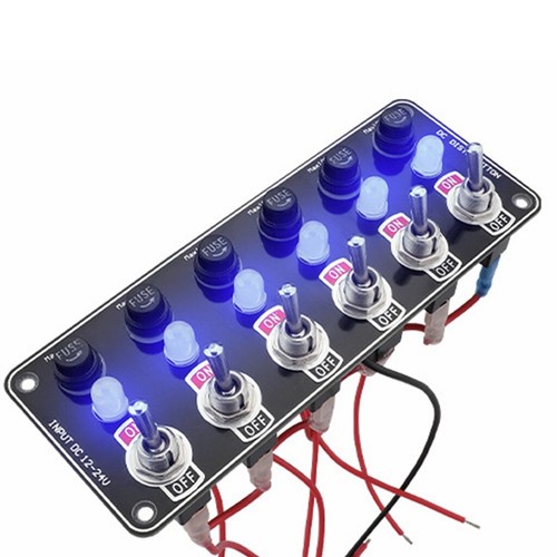 6 Gang Metal Rocker Switch Panel w/ LED Circuit Breaker Fuse Box Car Marine Boat - Picture 5 of 7