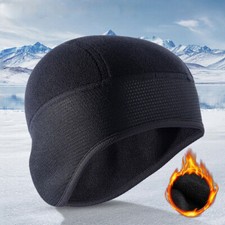 Mens Skull Cap Helmet Liner with Ear Muffs Winter Thermal Cap Cycling Hat Beanie