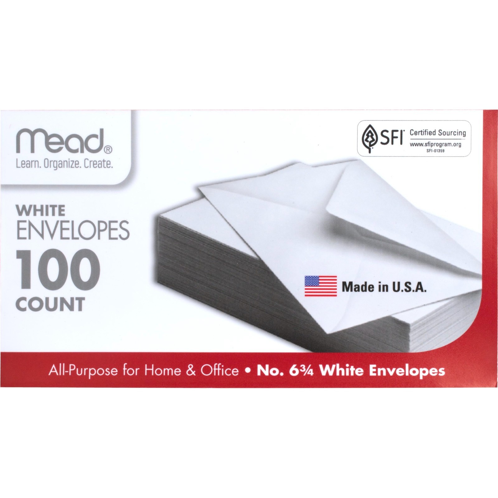 Lightweight 100 Pack of White Security Envelopes 6-3/4 Inch for Everyday Mailing