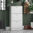 3 Drawer Shoe Cabinet Storage Cupboard Footwear Stand Rack Wooden Unit White New