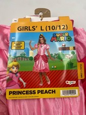 Princess Peach Super Mario Brothers Classic Child Costume, Size L 10/12 NEW