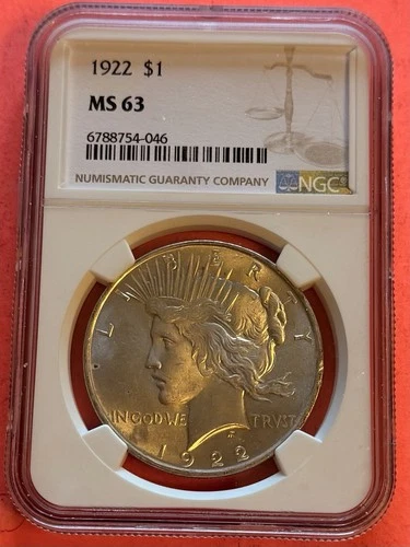 1922 PEACE SILVER DOLLAR NGC MS63