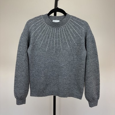 Papaya grauer Pullover mit Strassverzierung Größe S