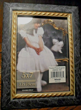 New National Gray/Gold Trim Photo Frame Faux-Marble 4"x6" Picture Tabletop 77