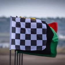 AGAS Official Auto Racing Flag Set of 7 24x30in 200D Nylon on 30in Wood Pole