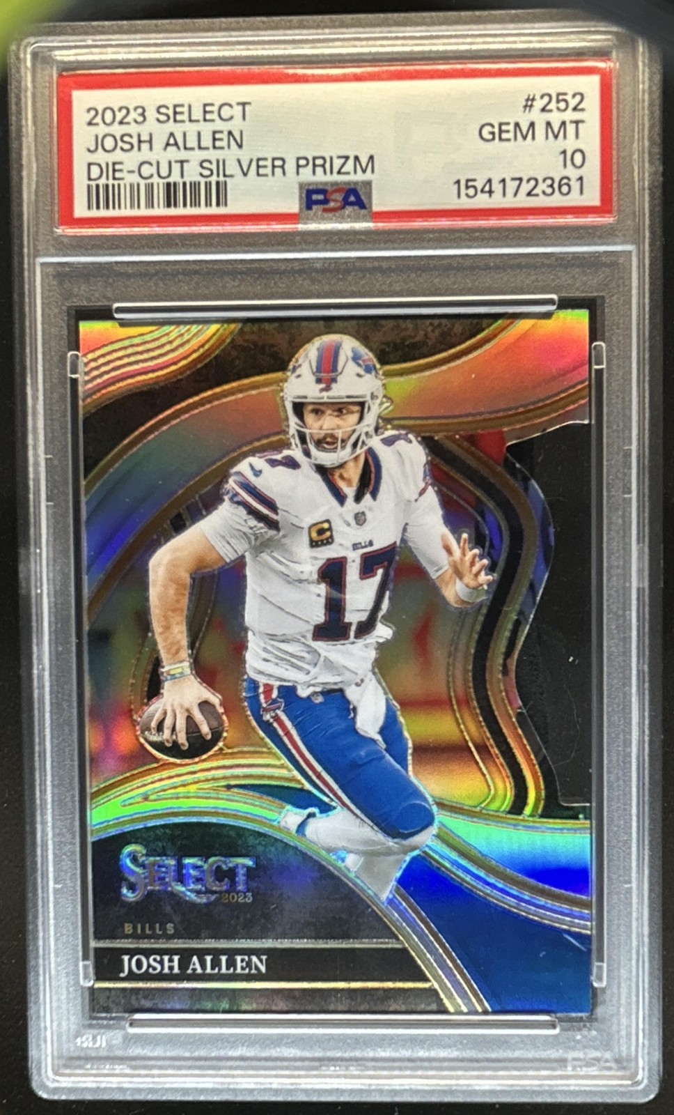2023 Panini Select Josh Allen Silver Prizm Die Cut Club #252 Bills PSA 10 view 1