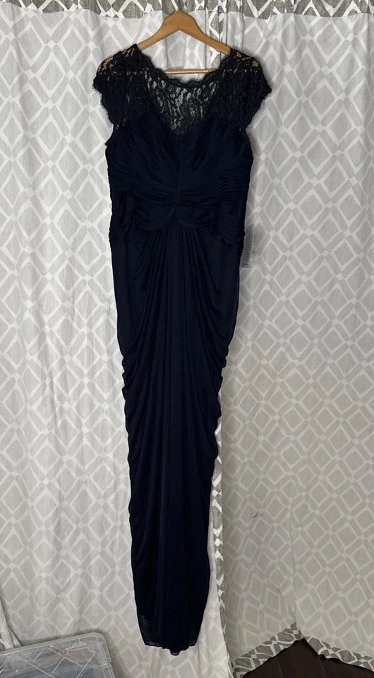 Adrianna Papel Women's Formal Evening Gown Navy Lace Yoke Jersey Size 16 NWOT - Image 3 of 4