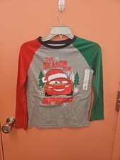 NWT Disney Cars Lightning McQueen Boys Size 8 Christmas Long Sleeve Tee Shirt