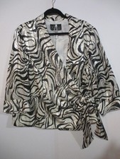 ALEX EVENINGS 2X Black  White Wrap Evening Jacket 3/4 Sleeve