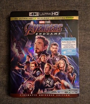 Avengers Endgame 4k Ultra HD 4K Blu-Ray + Blu-Ray Slip Cover Very Good 