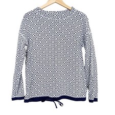 T by Talbots Blue White Printed Crewneck Sweater Sz S