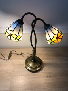 Vintage Twin Arm Tiffany Style Table Lamp