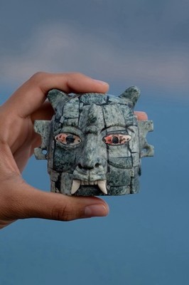 Handcrafted pendant Camazotz Crafted from fine granite inlays of Spondylus shell