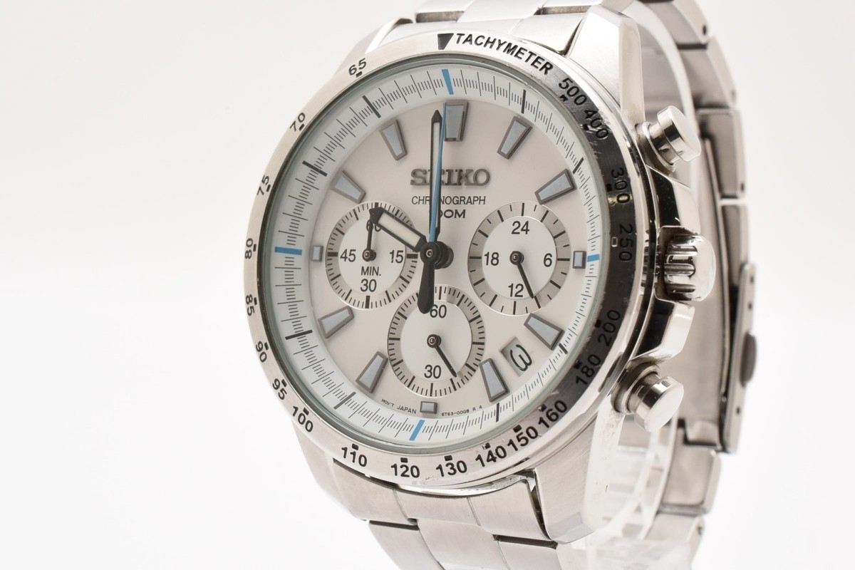 NEAR MINT】SEIKO CHRONOGRAPH 6T63-00D0 White Men's Quartz FROM