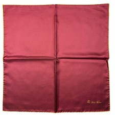 Brooks Brothers Silk Pocket Square Solid Burgundy Gold Edges Hand Made 17.5"