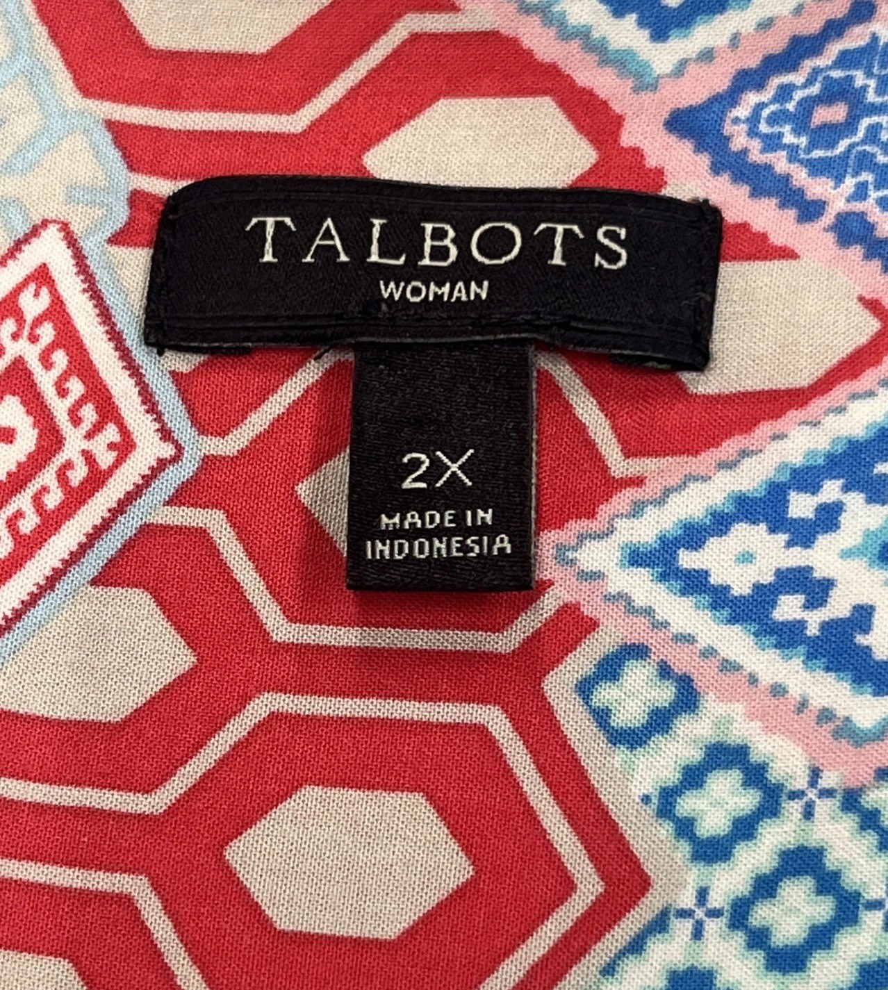 TALBOTS Patchwork Button Down Top Colorful Artsy … - image 3