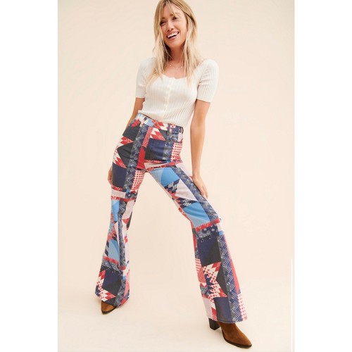 Wrangler Heritage Wanderer Patchwork Flared Denim Jeans Damengröße 25 W 32 L - Bild 3 von 4