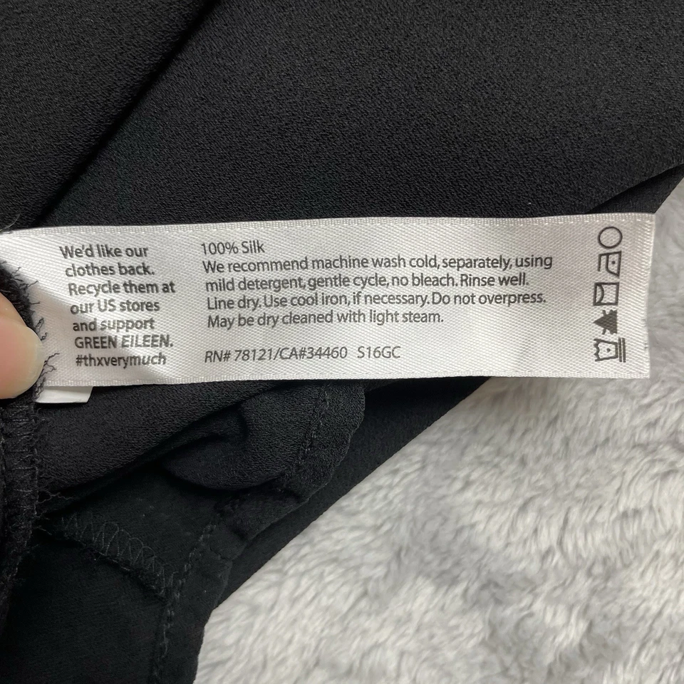 Eileen Fisher Georgette Crepe Maxi Dress Womens XL Black 100% Silk Sleeveless - Image 4 of 4