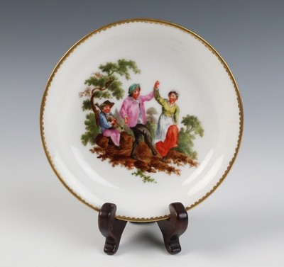 18th C. Zurich Porcelain Factory Saucer Switzerland Swiss Hand Painted Gold