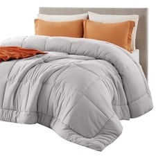 Comforter Duvet Insert - Quilted Comforters Size, All Season Queen Light Grey