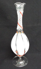 Vintage Bimini Glass White Red Dot Swirls Vase Fritz Lampl Art Deco Austria 1930