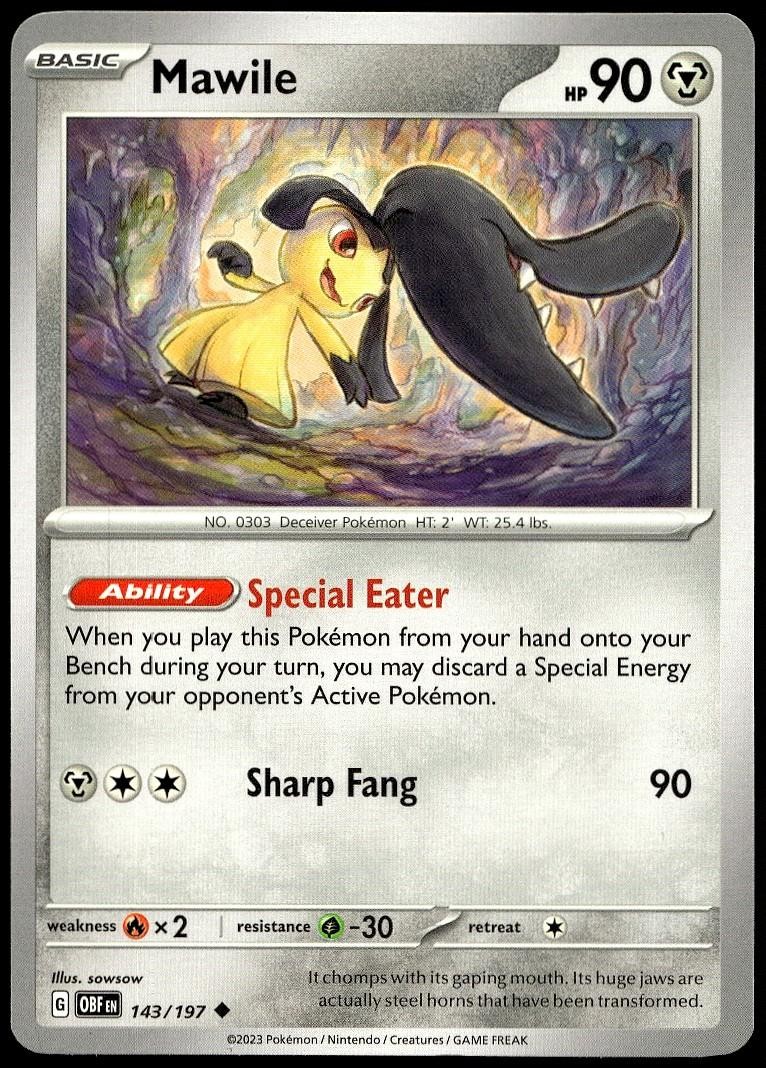 Mawile 143/197 Uncommon Obsidian Flames Pokemon Lightly Played