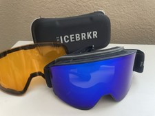 ICEBRKR Ski Bone Conduction Snowboard Goggles With Bluetooth 2 Lens Yellow Green