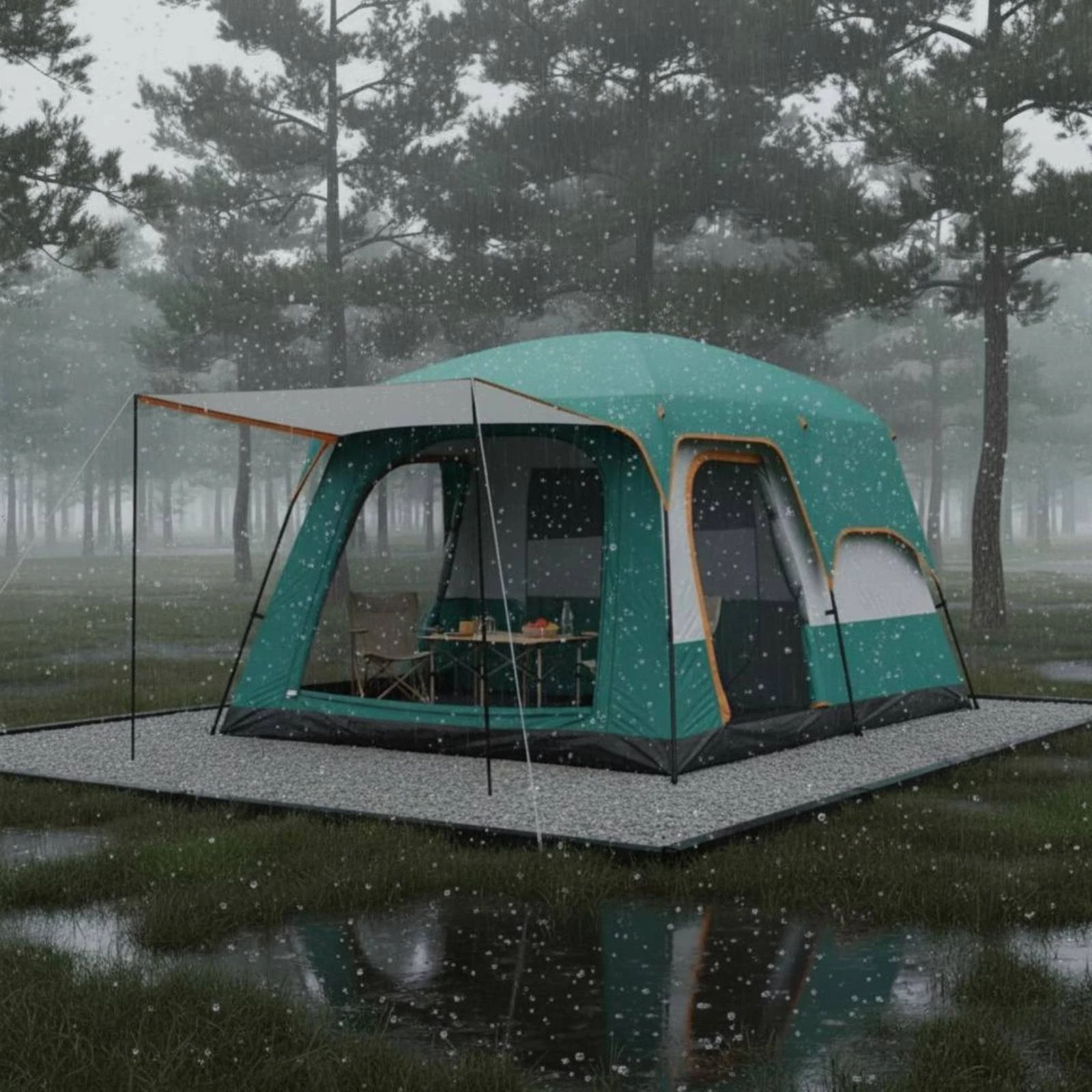 Multi-Room Tent Double Layer 2 Room Family Tent UPF 50+ Sun Protection for Park