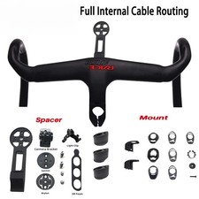 Carbon Fiber Integrated Road Bike Drop Bar -7 Degree Internal Cable 380-440mm