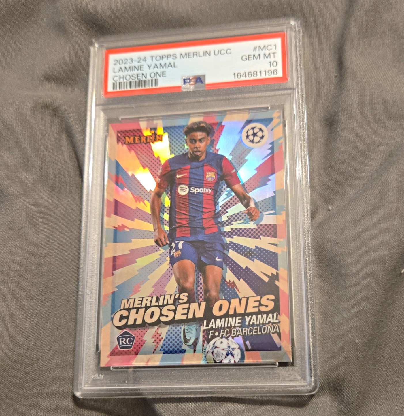 Topps 2023-24 Merlin UCC Lamine Yamal Merlin's Chosen Ones MC-1 RC PSA 10
