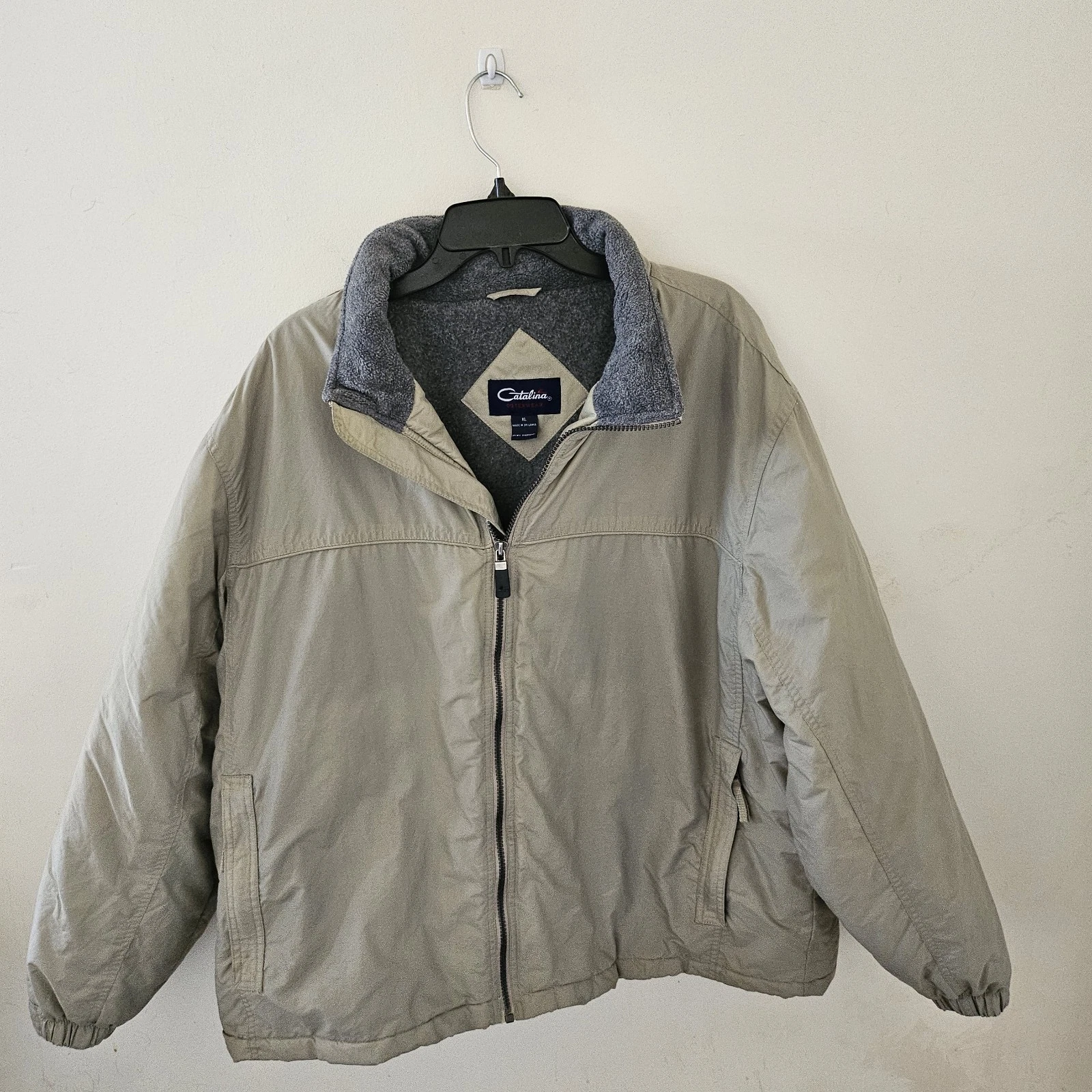 VETEMENTS Catalina capospalla giacca uomo XL beige full zip tasche cappuccio pioggia interno colletto