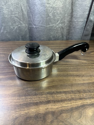 Saladmaster 1 Quart 6.5" Stainless Steel Sauce Pan w Vapo Lid 18/8 Tri Clad VTG