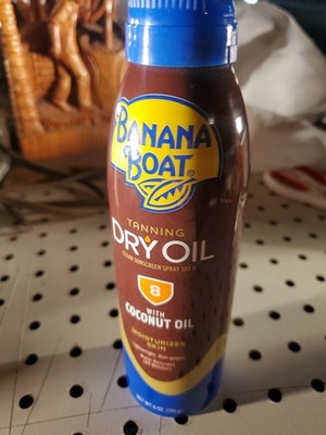 1 Can Banana Boat Tanning Dry Oil Clear Sunscreen Spray W/Coconut Oil SPF 8  6oz