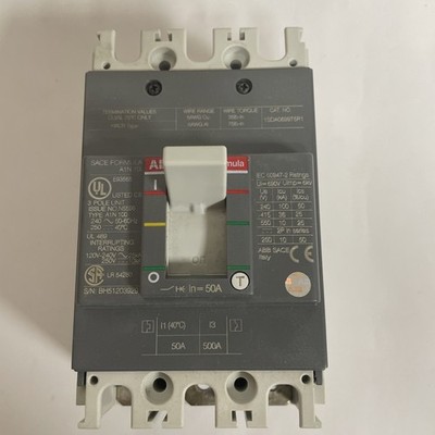 ABB, MCCB 50 A, Ausschaltvermögen 10 kA @ 250 V DC, 25 kA @ 240 V AC,