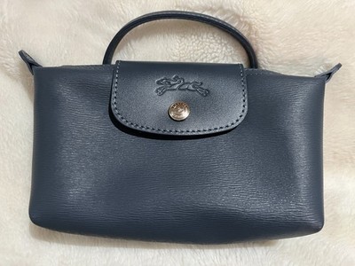 Longchamp Le Pliage City Mini Top Handle Cosmetic Pouch Slate New w/o Tags