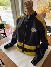Biker Jacket Sz L  Lady Harley Davidson Embroidered Reflective Black/ Yellow Zip
