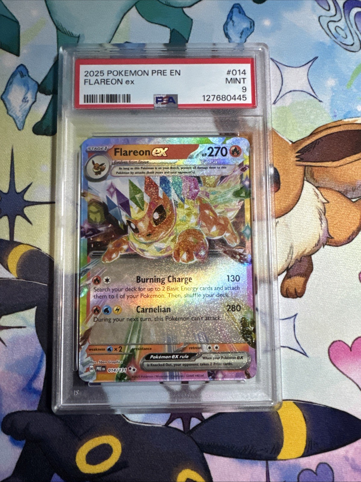 2025 Pokemon PRE Prismatic Evolutions FLAREON EX #014 PSA 9