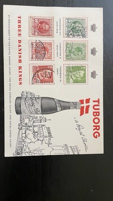 Briefmarken Werbepostkarte TUBORG  Three Danish Kings  Dänemark 1961