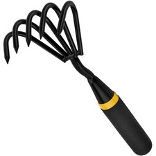 Hand Rake Weeder Cultivator 5Claw Stainless Steel Garden Tool Ergonomic