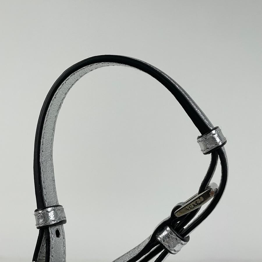 PRADA Chain Shoulder Bag Leather Silver 25cm #BS1549 thumbnail 6