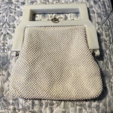 Vintage La Regale White Beaded Handbag Lucite Top Purse Hong Kong Mcm Vintage La Regale White Beaded Handbag Lucite Top Purse Hong Kong Mcm