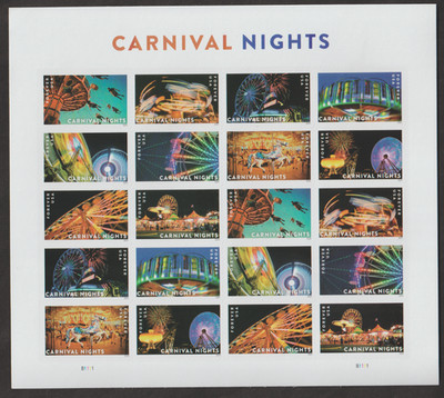 2024 US 5855-5864 PANE OF 20 CARNIVAL NIGHTS FOREVER RATE PERFORATED MNH