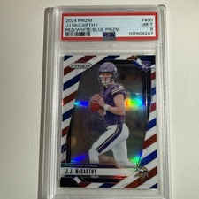 2024 Panini Prizm - Rookies J.J. McCarthy #400 Red White & Blue Prizm (RC) PSA 9