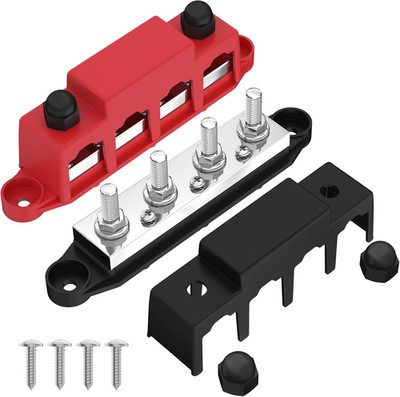 Joinfworld 400A Power Distribution Block 12V Bus Bar with 4 X 5/16''(M8) Studs Ba
