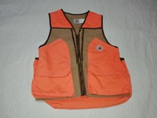 Vintage Carhartt Hunting Vest VU250 Size Small Duck Orange Quilted Full Zip USA