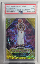2021-22 Prizm Draft Picks Evan Mobley Rookie Fireworks Gold Shimmer RC /10 PSA 9
