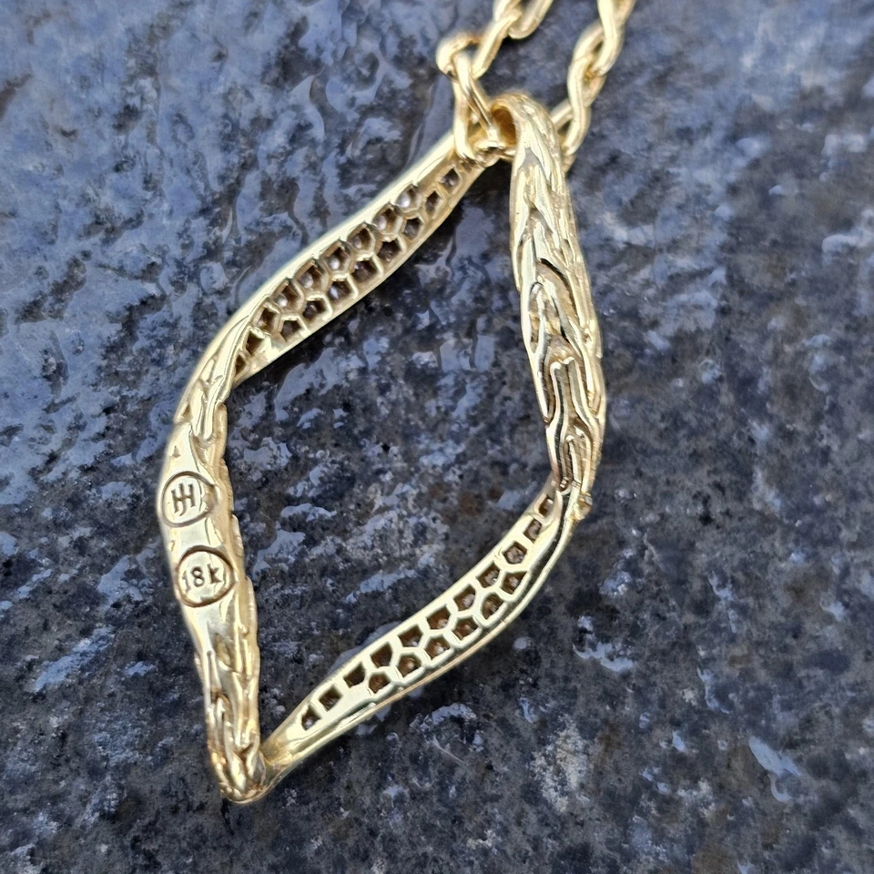 Collar colgante de diamantes John Hardy Wave de oro amarillo de 18 k 16" 18" Foto 3 de 4