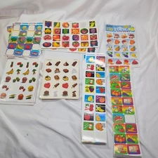 Vintage Food Sticker Lot Steak bread Banana Apple Realistic Scratch Sniff Group 