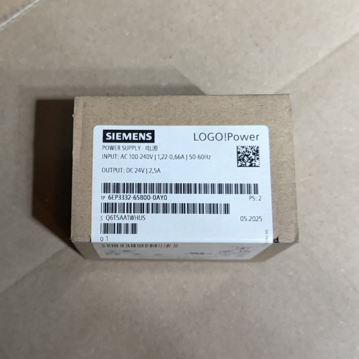 Siemens 6EP3332-6SB00-0AY0 LOGO!Power 24VDC 2.5A 60W Power Supply